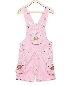 FirstClap Logo Patch Three Fourth Dungaree - Pink