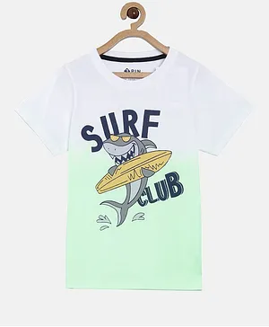 3PIN Half Sleeves Surf Club Print Tee - White & Green