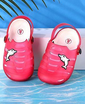 Pine Kids Clogs with Backstrap Dolphin Patch - Red
