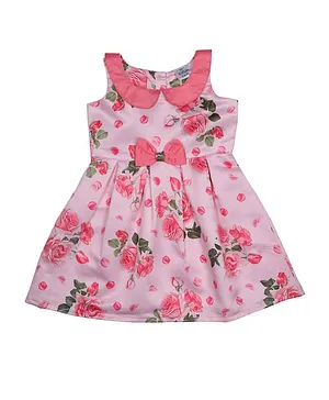 Doodle Girls Clothing Sleeveless Flower Print Dress - Pink