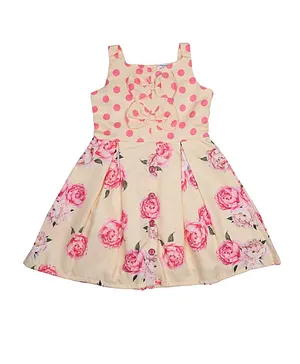Doodle Girls Clothing Sleeveless Floral Printed Dress - Yellow