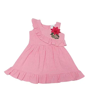 Doodle Girls Clothing Sleeveless Checked Ruffle Dress - Pink