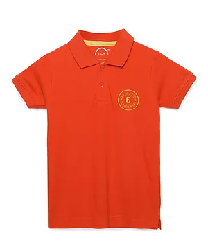 Zion Solid Polo Neck Short Sleeves Tee - Orange