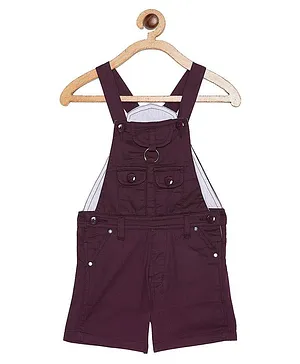 FirstClap Solid Knee Length Dungaree - Maroon