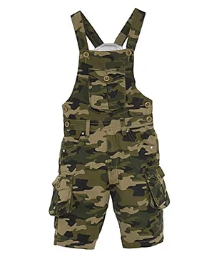 FirstClap Sleeveless Camouflage Print Dungaree - Green