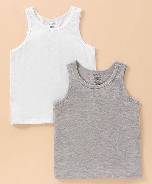 Pine Kids 100% Cotton Sleeveless Biowashed & Antimicrobial Vests Pack of 2 - Multicolor