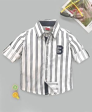 Babyhug Full Sleeves T-shirt Striped - White