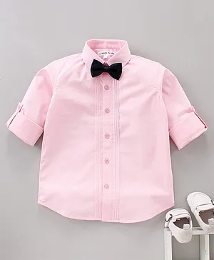 Mark & Mia Full Sleeves Party Shirt with Bow - Pink