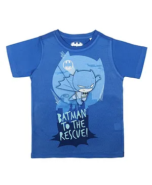 Batman By Crossroads Character Batman To The Rescue Print Half Sleeves Tee - Royal Blue
