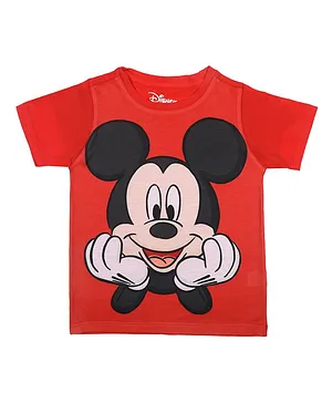 Disney By Crossroads Mickey Mouse Half Sleeves Tee - Red