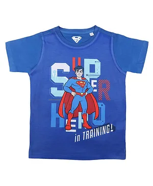 Superman By Crossroads Half Sleeves Character Print T-Shirt - Royal Blue