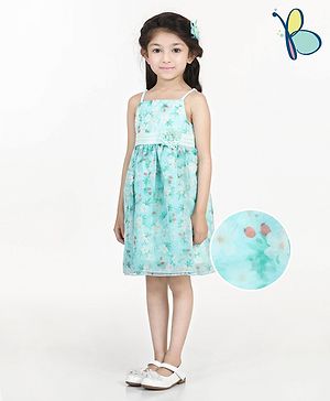 Hola Bonita Sleeveless Frock Floral Print  - Mint