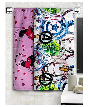 Athom Trendz Disney & Marvel Printed Large Bath Towels Pack of 2 - Multicolour