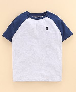 Pine Kids Raglan Sleeves Bio Wash Tee - Blue