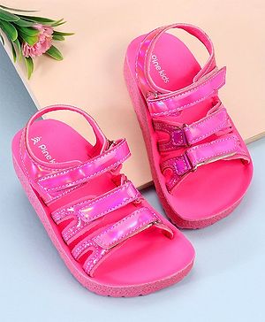 Pine Kids Party Wear Sandals With Velcro Closure - Pink