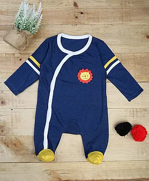 COCOON ORGANICS Full Sleeves Lion Patch Detailing Romper - Navy Blue