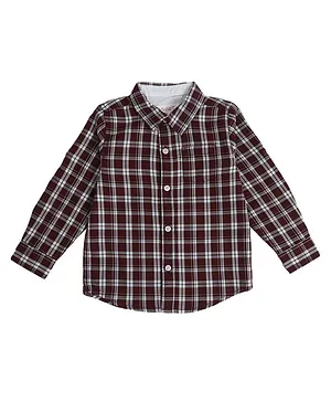 MANET Full Sleeves Checked Shirt - Brown