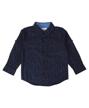 MANET Full Sleeves Triangle Print Shirt - Blue