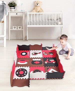 Babyhug Pop Out Floor Puzzle Playmat with Fence (Colour May vary)
