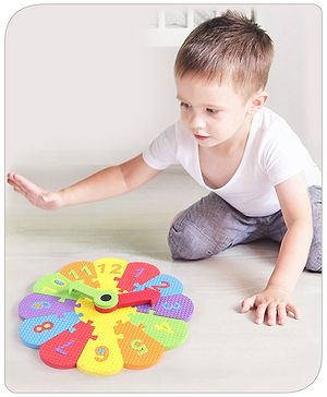 Babyhug Premium EVA Foam Fun Clock Puzzle 1-12 Pieces| Montessori Learning Eva Soft Colorful Toy - Thickness 1 cm| BIS Certified| 2 Years+| Colors may vary