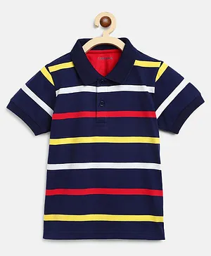 Campana Half Sleeves Striped Polo Tee - Navy Blue