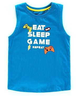 Pine Kids 100% Cotton Sleeveless Bio Wash Tee - Blue