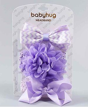 Babyhug Headband with Bow Motif Purple - Pack of 3