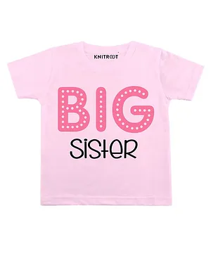 KNITROOT Half Sleeves Big Sister Printed Tee - Pink