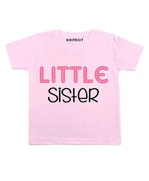 KNITROOT Half Sleeves Little Sister Printed Tee - Pink