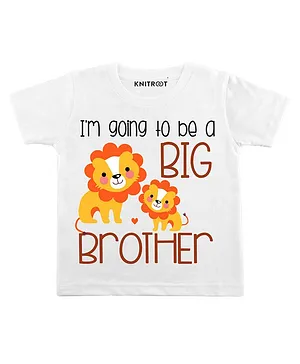 KNITROOT Half Sleeves Big Brother Printed Tee - White