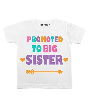 KNITROOT Half Sleeves Big Sister Printed Tee - White