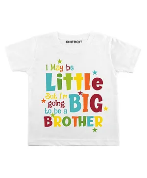 KNITROOT Little Big Brother Half Sleeves Print Tee - White