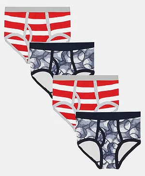 MTB Printed & Striped Pack Of 4 Briefs - Multicolor