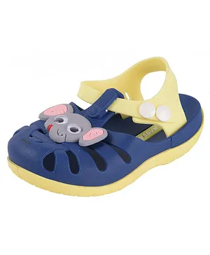 Yellow Bee Elephant Face Detailed Sandals - Navy Blue