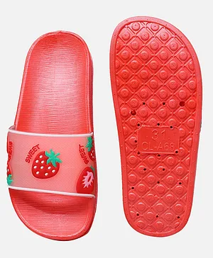 Yellow Bee Strawberry Patch Slip Ons - Peach