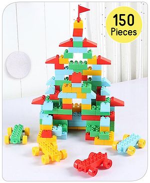Babyhug Premium 150 Pcs Big Size Colorful Blocks| Toys Building and Construction Interlocking Jumbo Blocks with Big Building Storage Deluxe Bag| Educational and Learning Toy for Children| BIS Certified| Non-Toxic