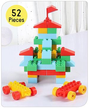 Babyhug Premium 52 Pcs Big Size Colorful Blocks| Toys Building and Construction Interlocking Jumbo Blocks with Big Building Storage Deluxe Bag| Educational and Learning Toy for Children| BIS Certified| Non-Toxic