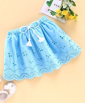 Babyhug Mid Thigh Length Skirt with Lining - Blue