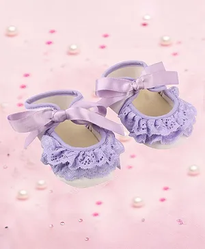 Coco Candy Ribbon Detailed Booties - Purple
