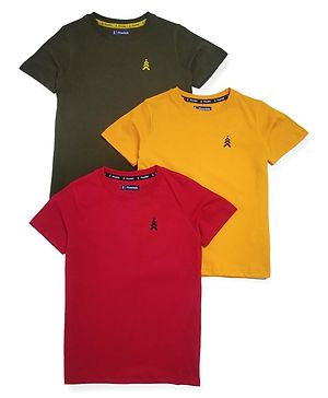 Pine Kids Half Sleeves Biowashed 100% Cotton T-shirt - Multicolour