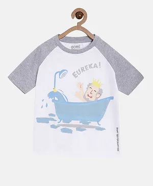 Aomi Half Sleeves Eureka Print Tee - White