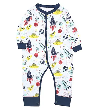 The Mom Store Full Sleeves Space Theme Print Romper - Blue