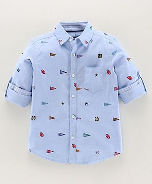Pine Kids Full Sleeves Softener Wash Shirt - Blue