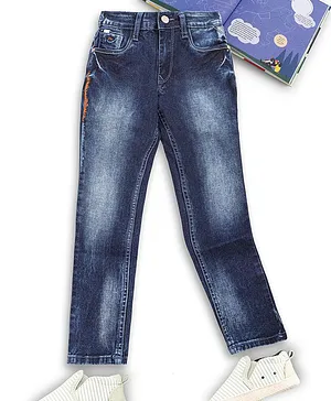 Sodacan Scrapping Spray Print Full Length Jeans - Blue