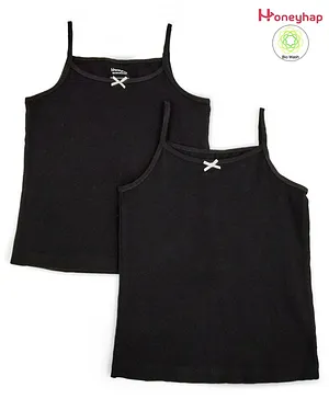 Honeyhap Cotton Lycra Singlet Slips with Silvadur Antimicrobial Finish Pack of 2 -  Black