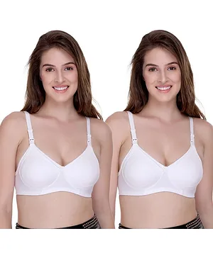 Sona Solid Color Breast Feeding Maternity Bra Pack of 2 - White