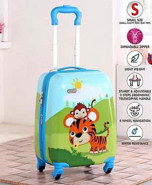 Babyhug Kid's Expandable Trolley Bag Animal Print Multicolor - 18 Inches| Shock Resistant| Telescopic Handle| Water Resistant| Easy Zipper Closure| Durable Wheels