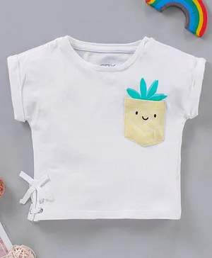 Fox Baby Short Sleeves Top Pineapple Print - White