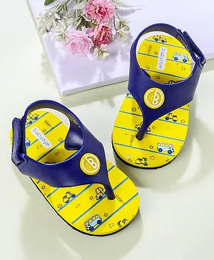 Babyoye Flip Flops Vehicle Print - Yellow