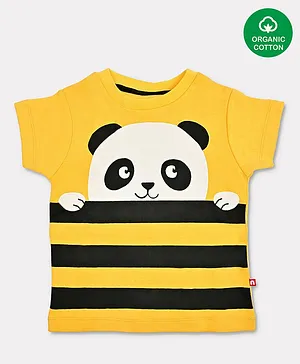 Nino Bambino 100% Organic Cotton Short Sleeves Panda Print Tee - Yellow